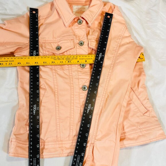 Sonoma Peach Denim Jacket XS Women's Button-Up with Stretch - Picture 5 of 7